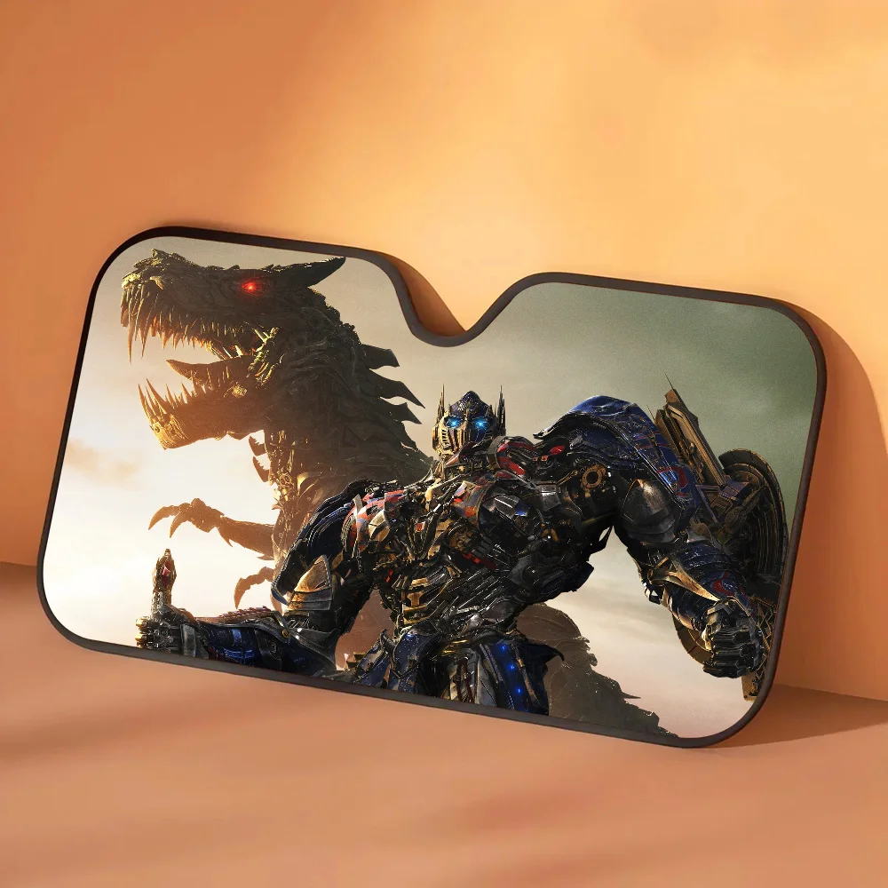 Parasol Transformers Optimus Prime Cara al Dragón — Protección Solar Coche Escena Nocturna