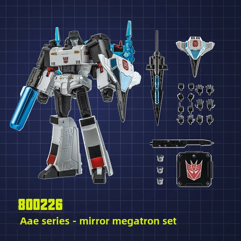 Figura Transformers Megatron Espejo AAE — Universo Shattered Glass Blanco y Azul