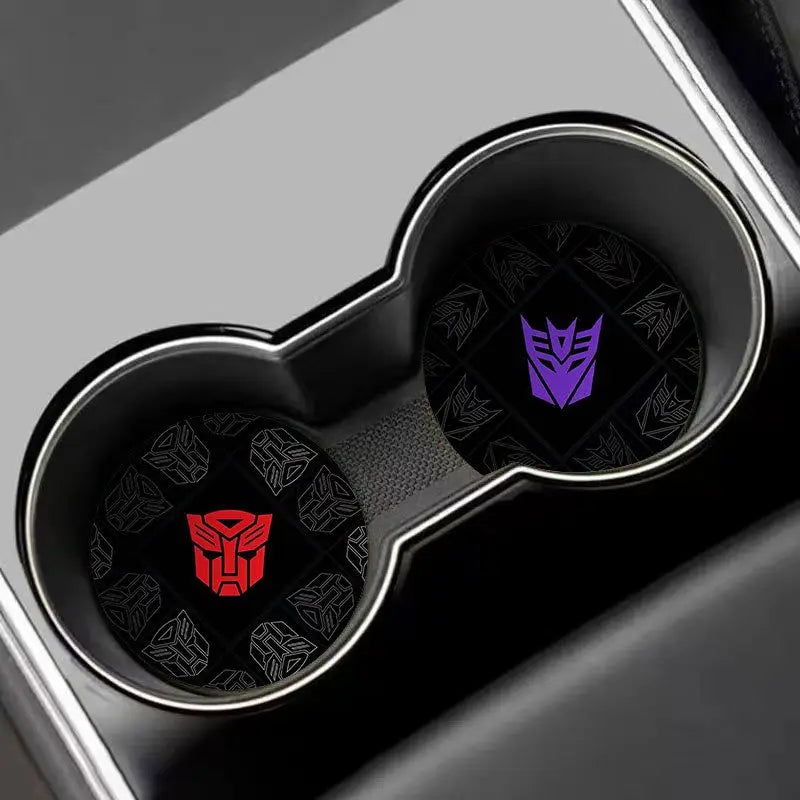 Portavasos Transformers Decepticon Morado — Set Antideslizante Doble Coche