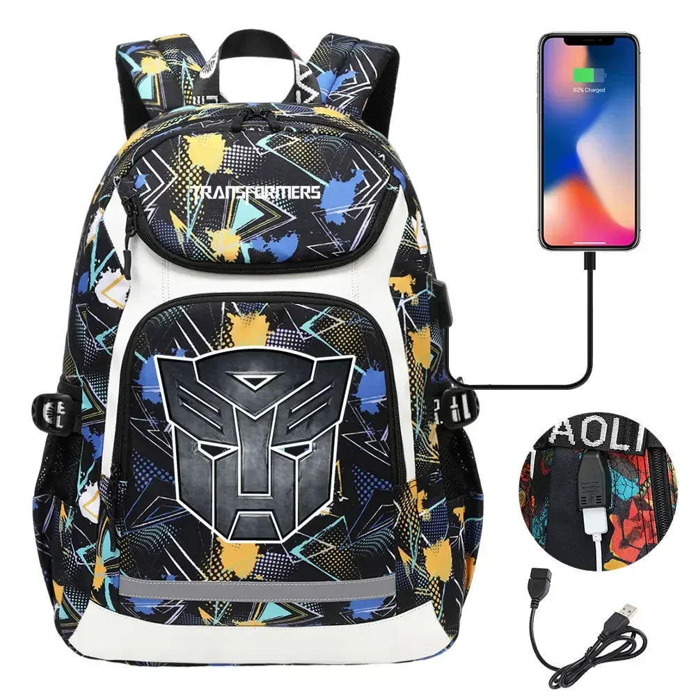Sac à dos Autobots Transformers avec port USB, écouteurs et enceinte Bluetooth pour rester connecté