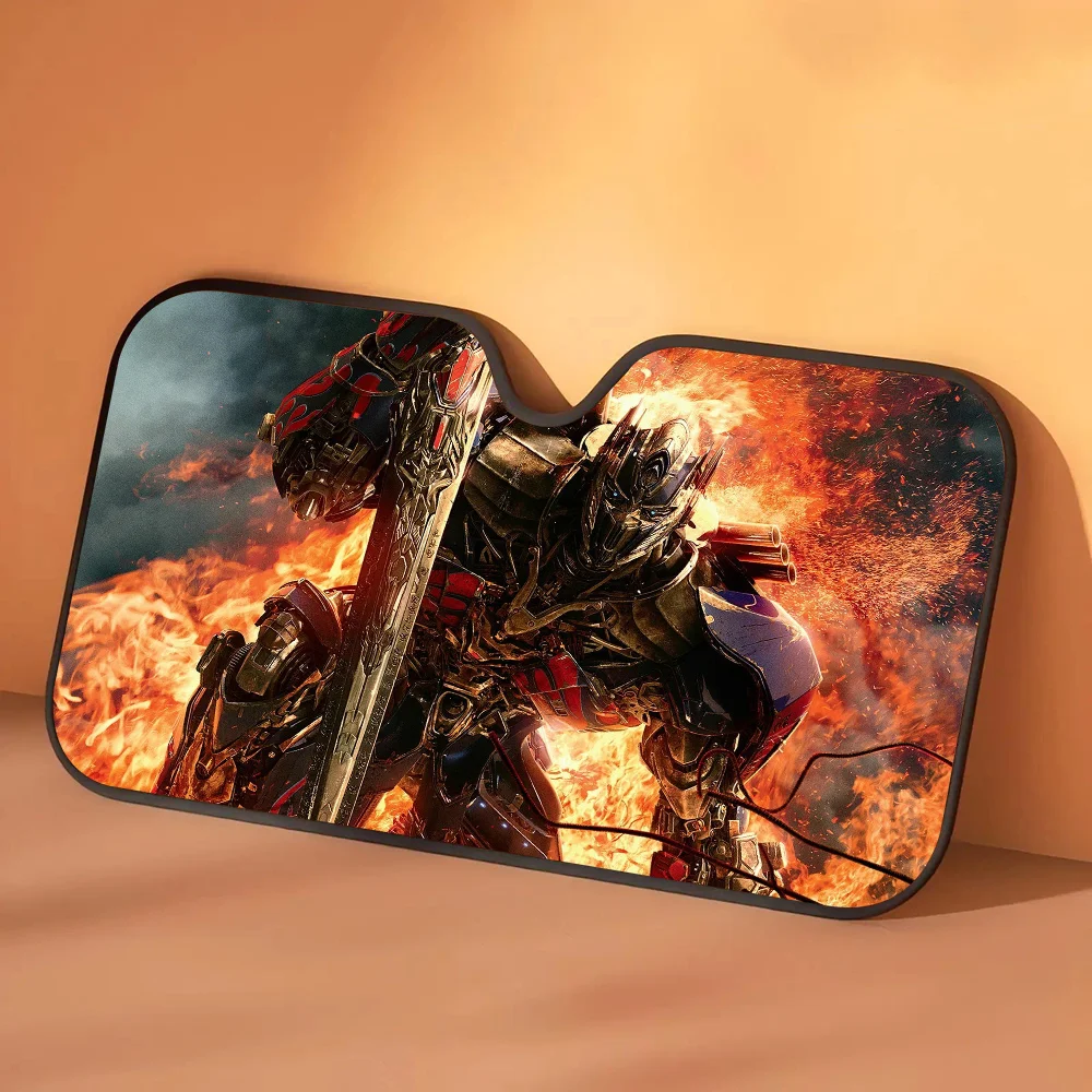Parasol para Coche Transformers Optimus Prime Llamas Naranjas — Protector Solar Automóvil Espada Levantada