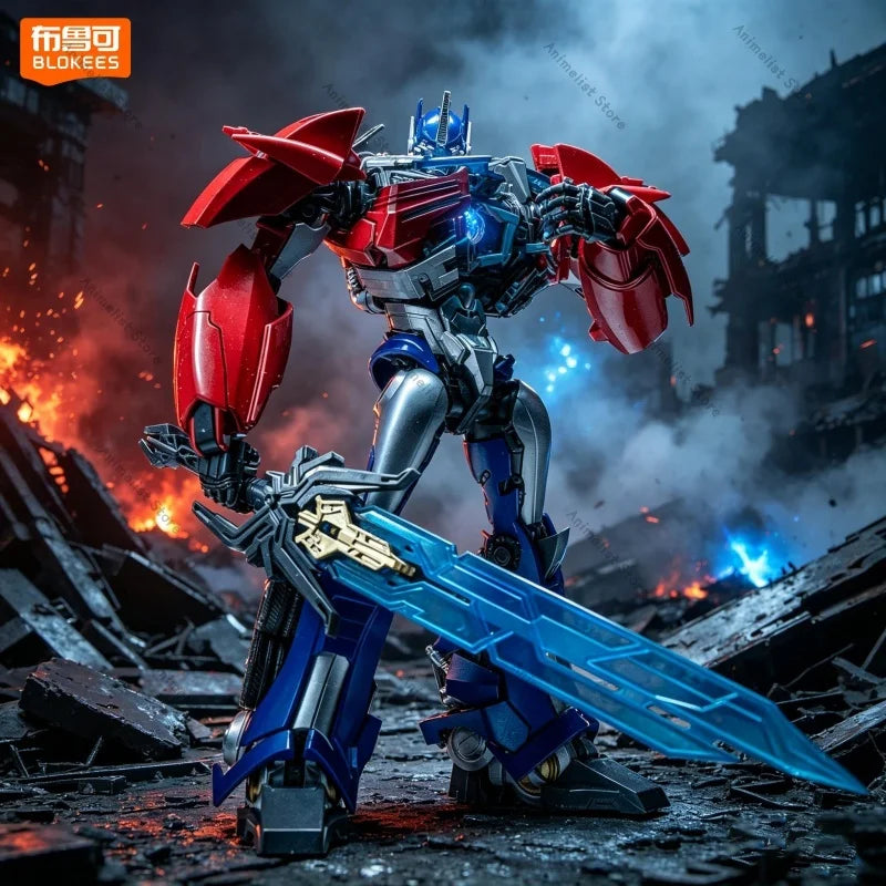 Figura Transformers Optimus Prime TFP Blokees — Modelo de ensamblaje Prime Azul