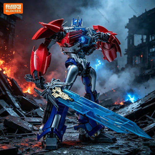 Figura Transformers Optimus Prime TFP Blokees — Modelo de ensamblaje Prime Azul