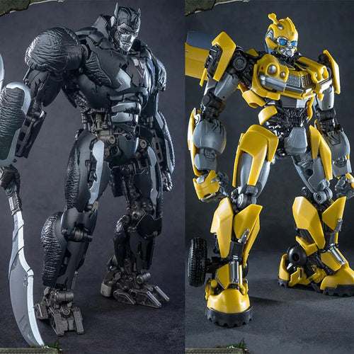 Dúo de figuras Transformers Scourge y Bumblebee — Maqueta Rise of the Beasts AMK