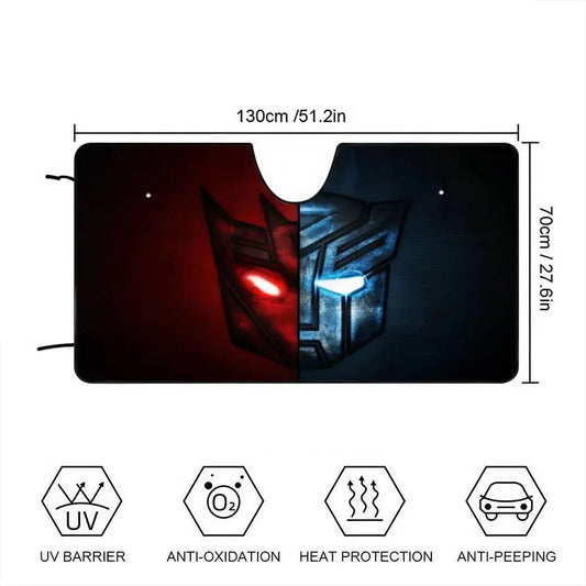 Parasol Transformers Díptico Autobot — Protección Solar Coche Rojo y Azul