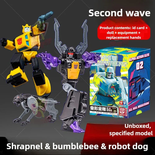 Trío Figuras Transformers Shrapnel, Bumblebee y Ravage — Alianza Autobot-Decepticon AAE
