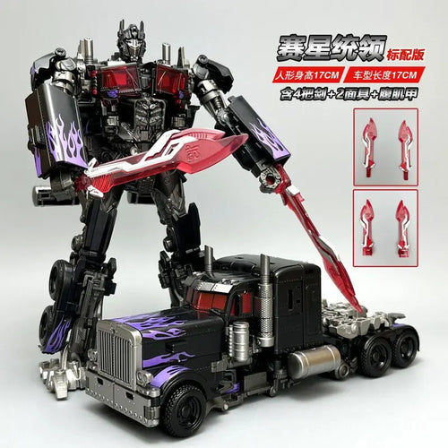 Figura Transformers Nemesis Prime Camión Negro — Llamas Moradas TW1022