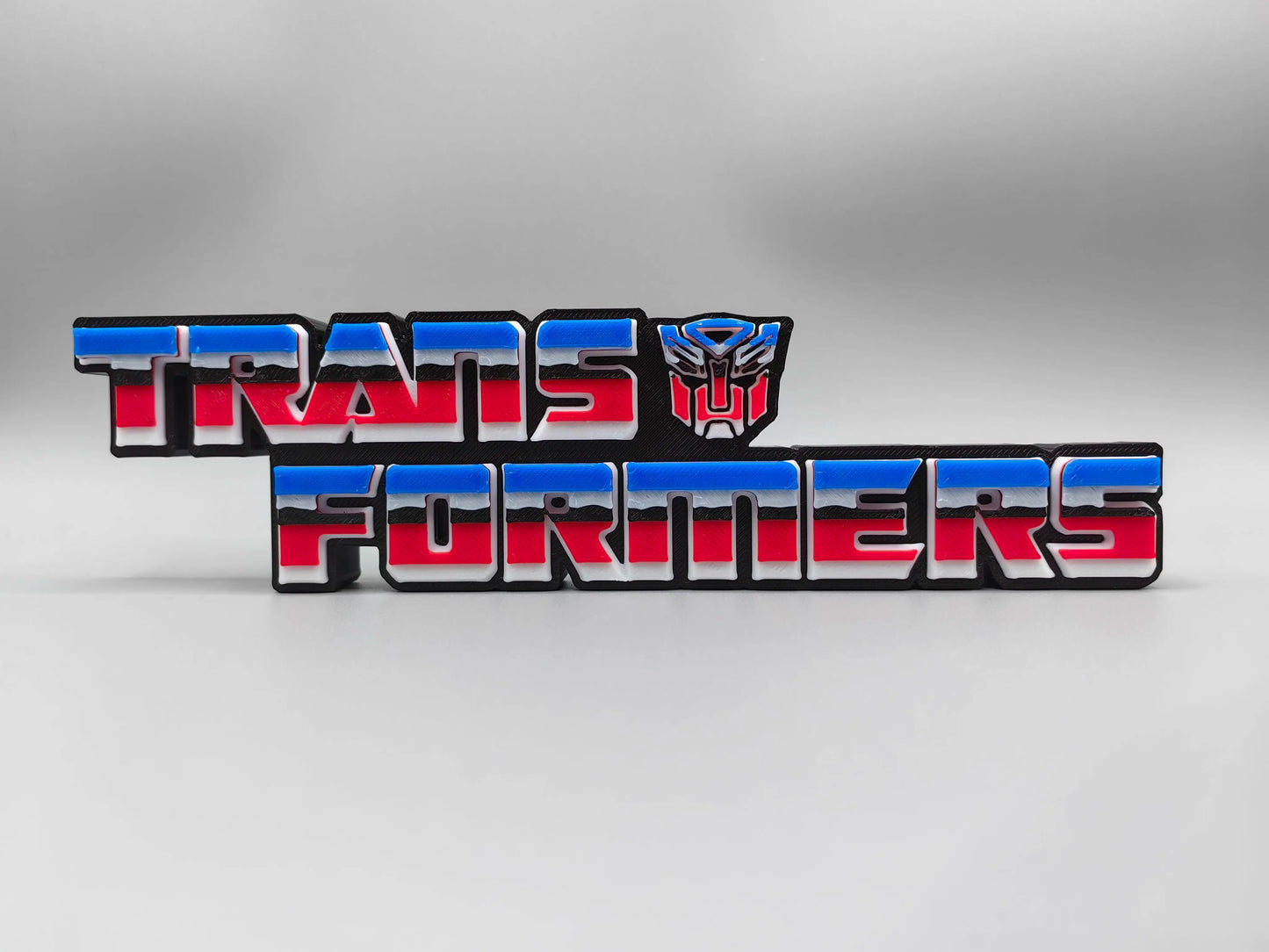 Placa Transformers Logo Autobot Rojo y Azul — Decoración Oficina Soporte Tres Dimensiones
