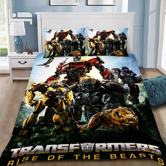 Parure de lit Transformers Rise of the Beasts avec robots colorés en posture dynamique – Transformers.
