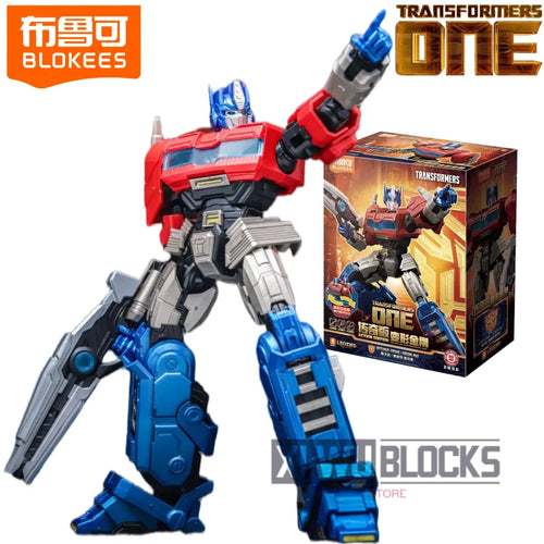 Figura Transformers Optimus Prime Origen Blokees — Ladrillo Azul y Rojo Edición ONE