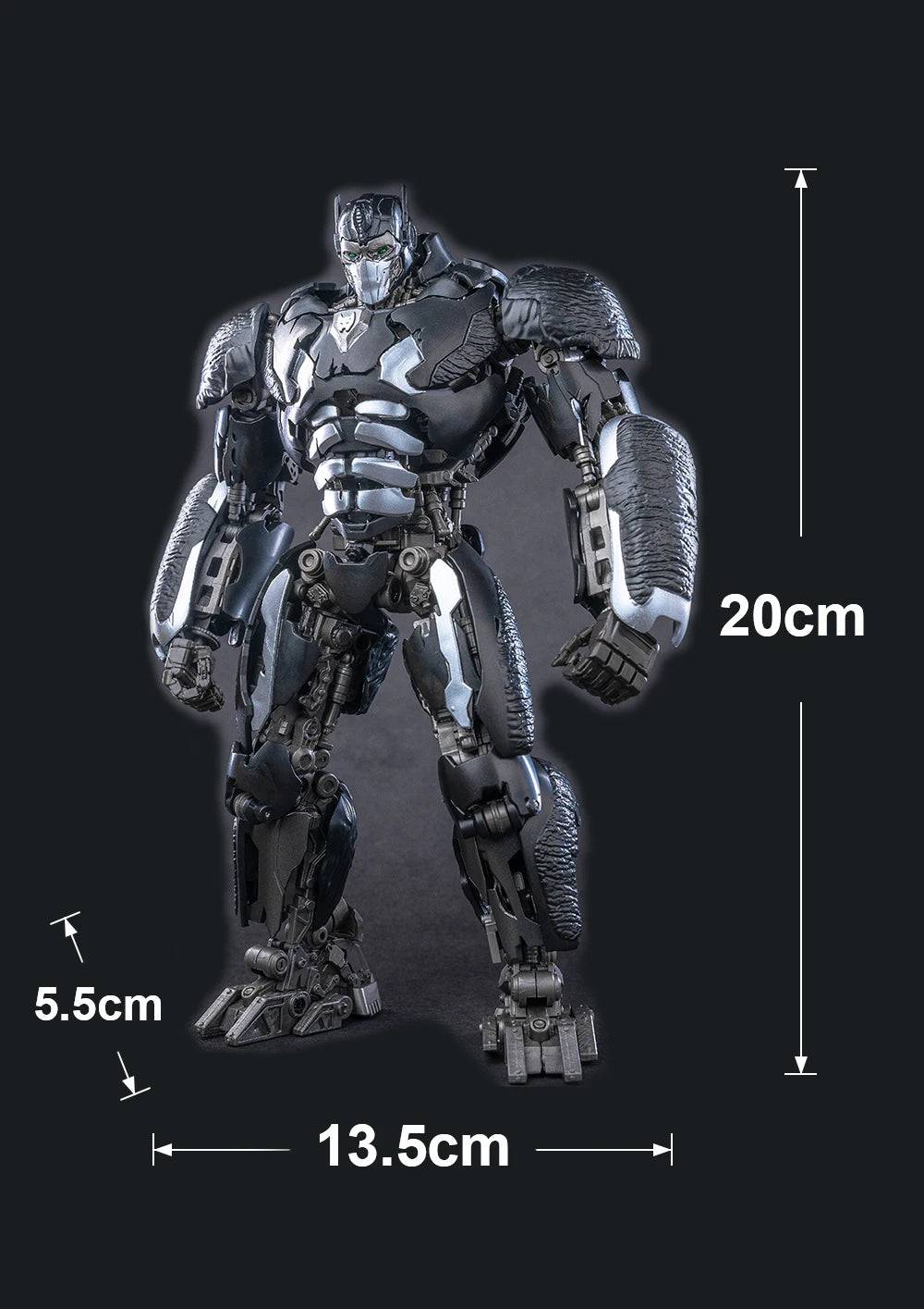 Figura de acción Transformers Scourge Cromo Negro — Guerrero Depredador Casco Completo