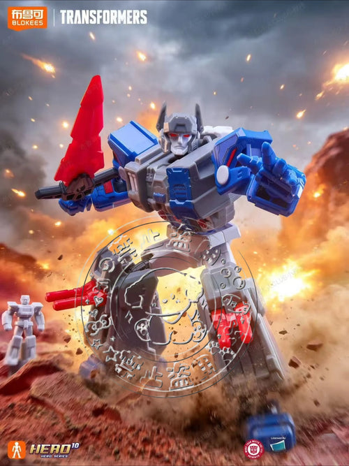 Figura Transformers Robot Gris Azul Hoja Escarlata — Decepticon Blokees Armado