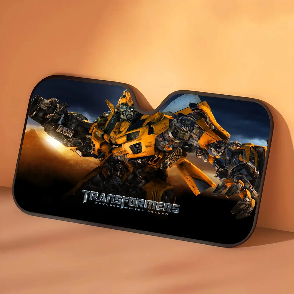 Parasol Transformers Bumblebee Duelo Nocturno — Protección Solar para Coche Combate al Atardecer