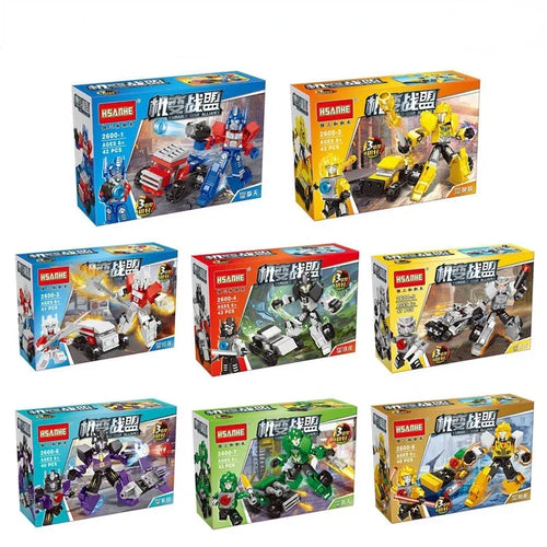 Ensemble de boîtes de blocs de construction robots colorés, figurines et véhicules – Transformers
