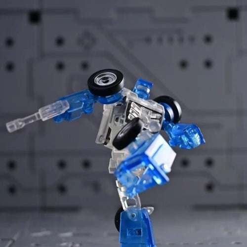 Minifigura Transformers G1 Azul Translúcido — Estatua Cromada Edición Limitada