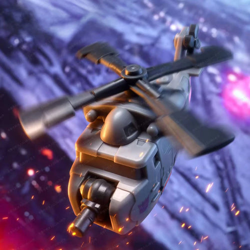 Figura Transformers Vortex Blokees Vuelo Estacionario — Helicóptero Gris Noche Estrellada