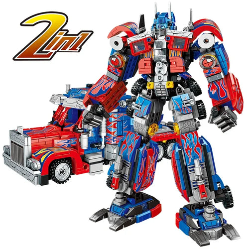 Jouet robot Optimus Prime transformable en camion rouge et bleu avec flammes – Transformers.