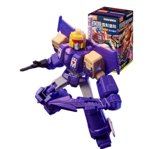 Figura Transformers Blitzwing - Robot Morado en Cuclillas Triple Changer Decepticon