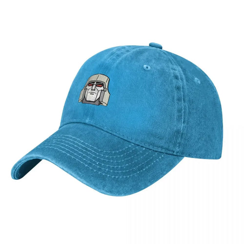 Casquette bleue avec broderie du visage de Megatron, style cartoon sur le devant – Transformers.