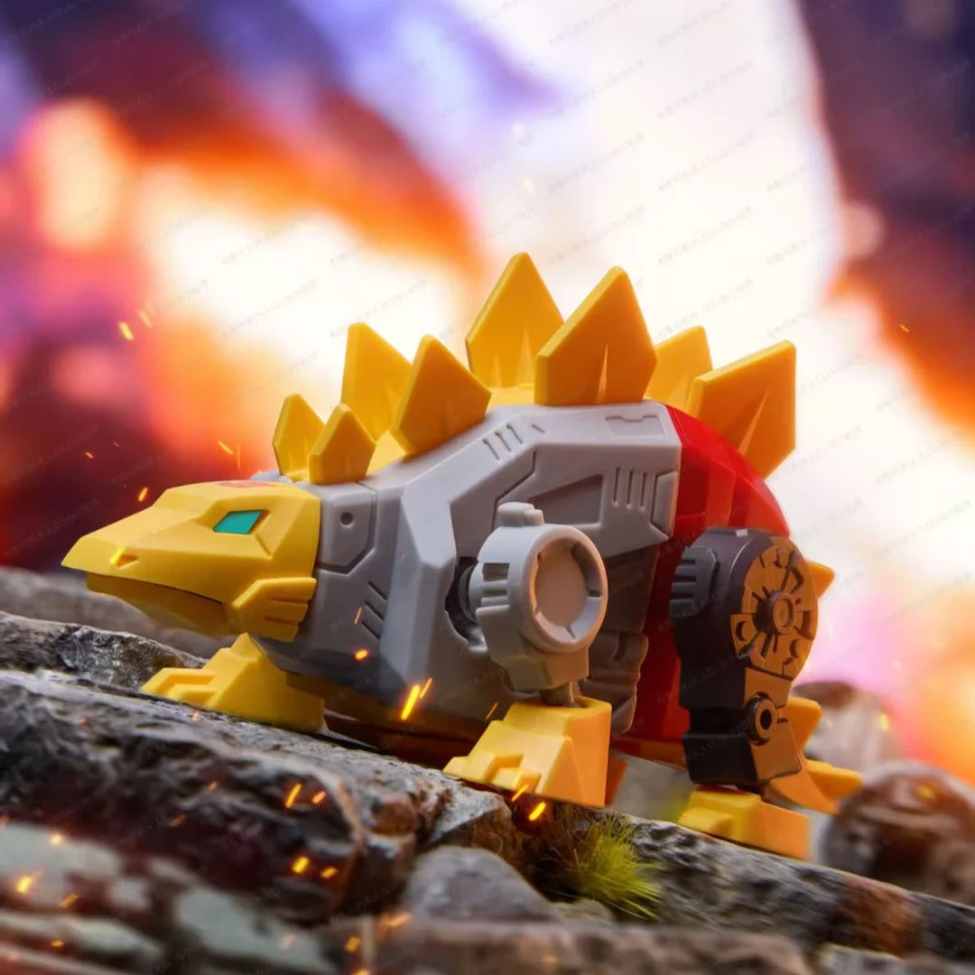 Figura Transformers Snarl Blokees Llamas — Estegosaurio Gris y Amarillo Zona de Combate