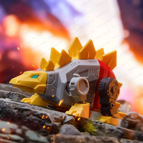 Figura Transformers Snarl Blokees Llamas — Estegosaurio Gris y Amarillo Zona de Combate
