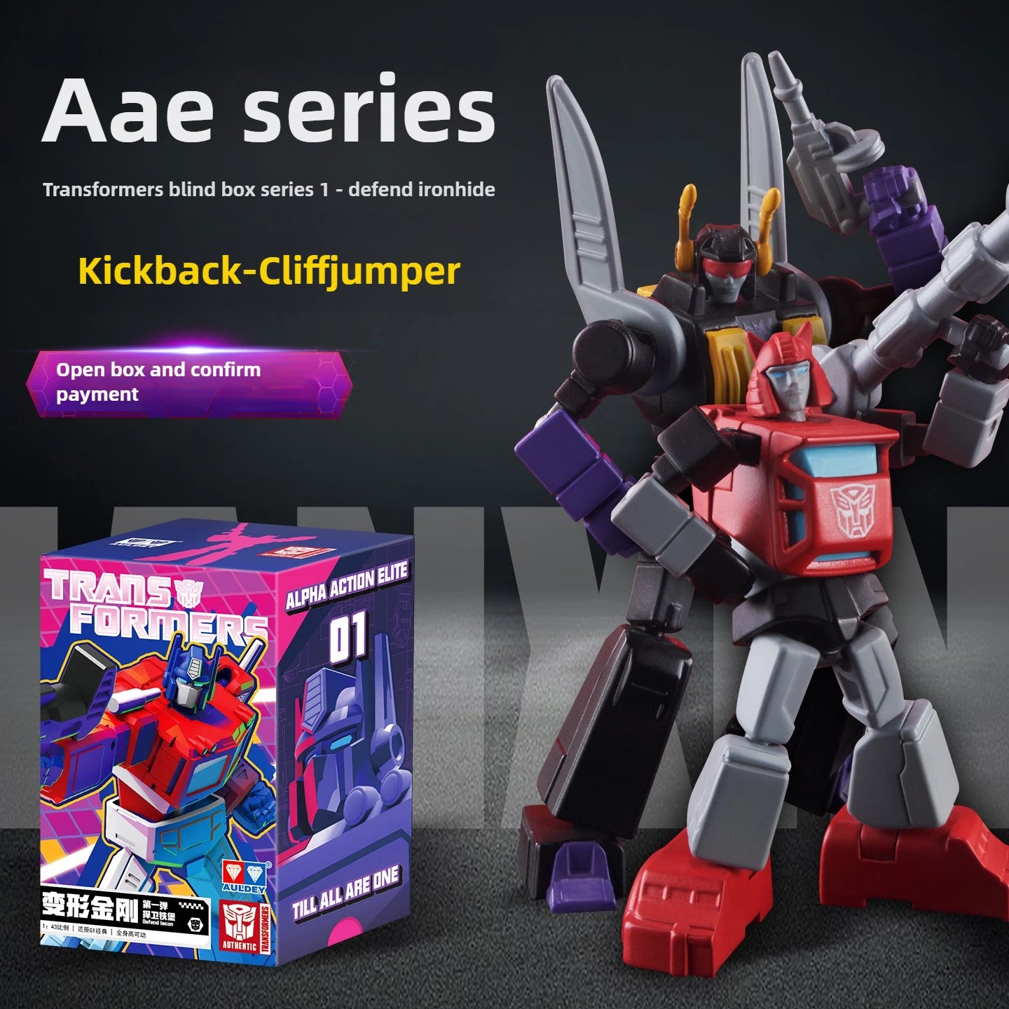 Figuras Transformers Kickback y Cliffjumper — Dúo Decepticon-Autobot Caja Sorpresa AAE