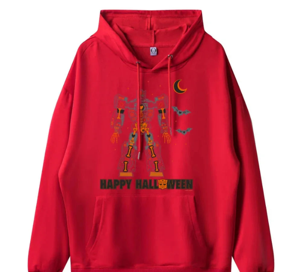 Sweat à capuche rouge avec robot Transformers, motif Halloween, lune et chauves-souris – Transformers.