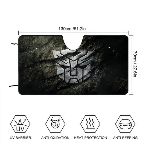 Parasol para coche Transformers con emblema Autobot grabado — Protección solar de coche de piedra gris
