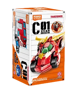 Miniatura Transformers Coche de Carreras Rojo — Compacto Visera Verde