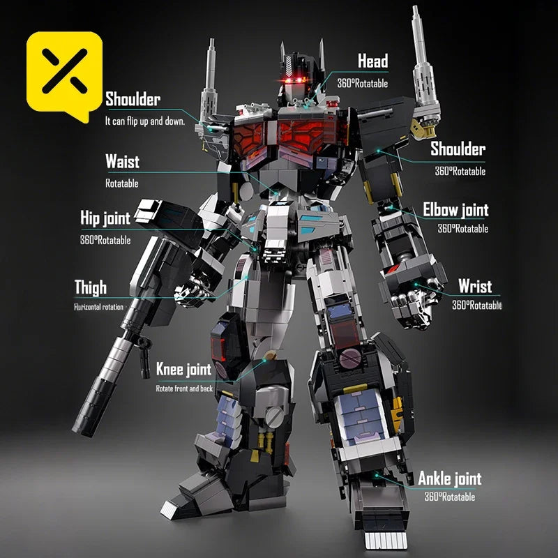 Ladrillos Transformers Nemesis Knight — Construcción Optimus Prime Oscuro 1886 Piezas
