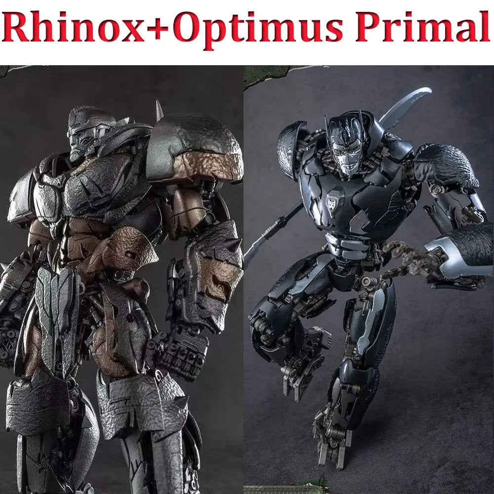 Dúo de figuras Transformers Rhinox y Optimus Primal — Estatua Premium Weathered Beast Wars