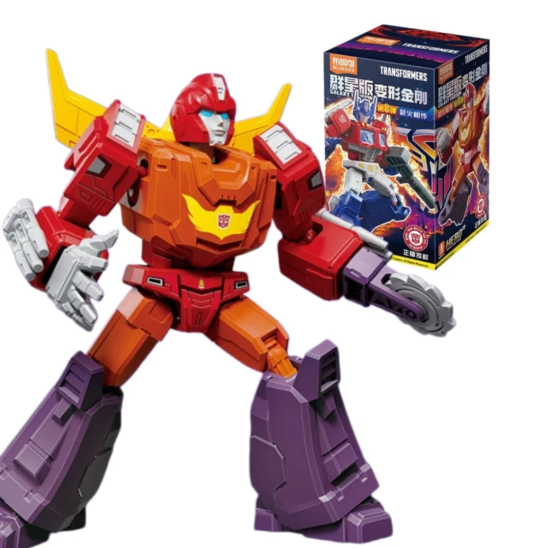 Figura Transformers Hot Rod — Cabeza Llama Dorada Guerrero Naranja y Morado