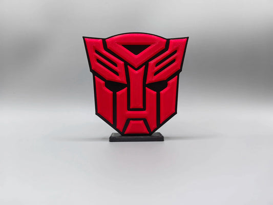 Placa Transformers Logo Autobot Rojo Intenso — Decoración de Oficina Escudo Macizo