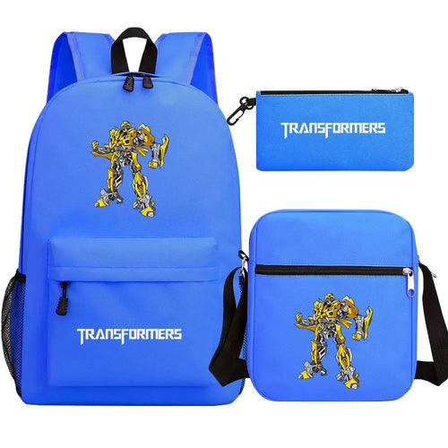 Ensemble sac à dos bleu, sac bandoulière et trousse avec robot jaune Bumblebee – Transformers.