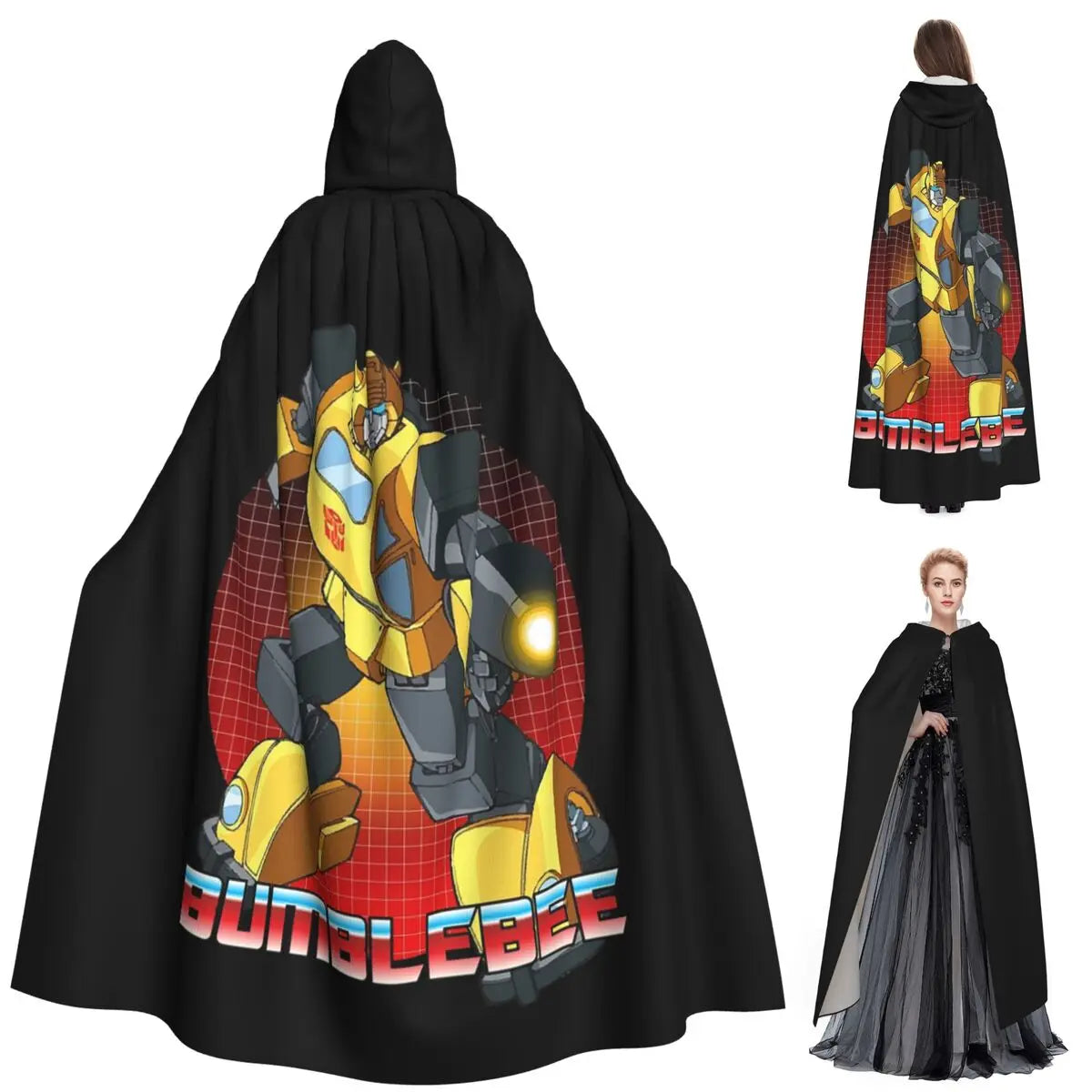 Capa de Transformers Bumblebee — Capa Larga con Capucha para Cosplay de Halloween