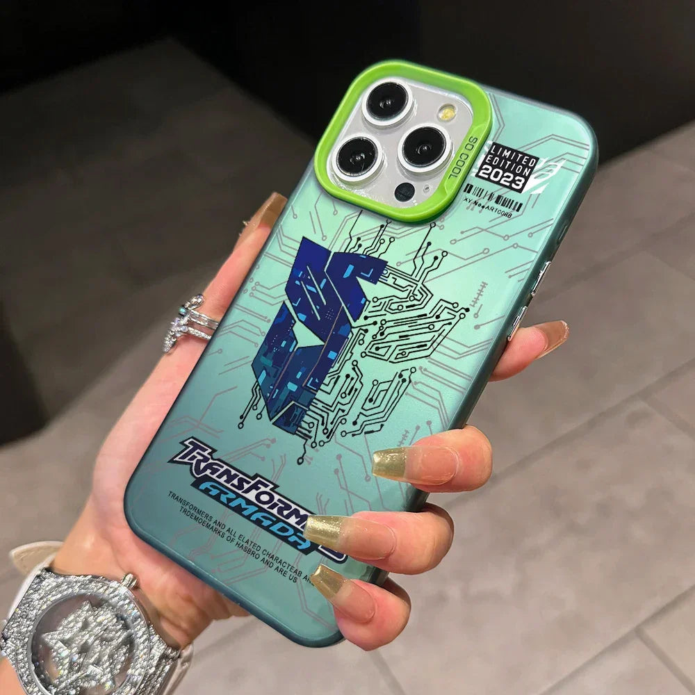 Coque de téléphone Transformers turquoise, logo bleu circuit imprimé, édition limitée 2023 – Transformers.