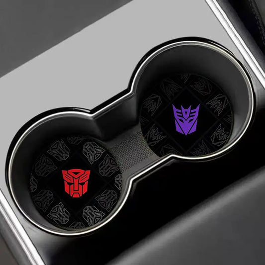 Portavasos Transformers Decepticon Morado — Set Antideslizante Doble Coche