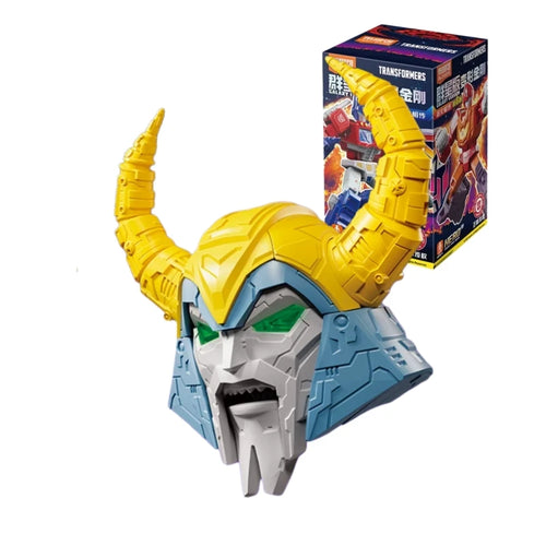 Busto Transformers Robot con Cuernos Amarillo y Azul — Blokees de Colección Cromado