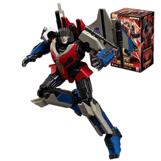Figura Transformers Starscream Origen ONE Blitzwing — Ladrillo Gris y Rojo Joven Aviador