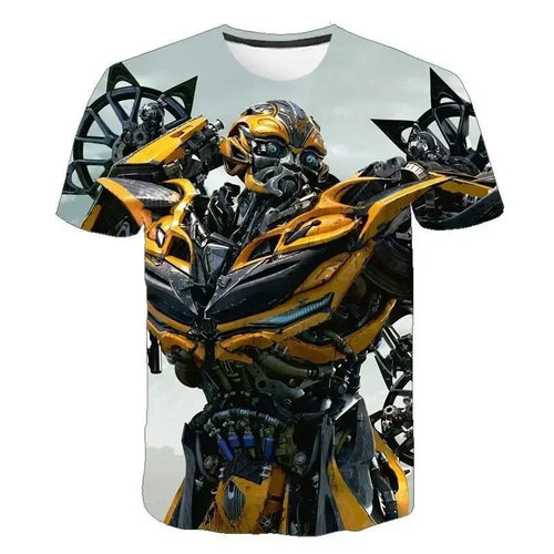 T-shirt enfant à manches courtes avec impression de Bumblebee en robot jaune détaillé – Transformers.
